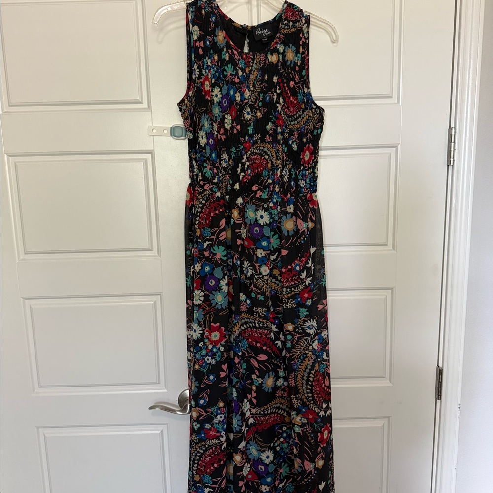 Beige by Eci Black Floral Maxi Dress - Sleeveless Printed